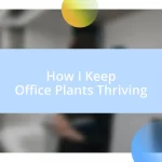 How I Keep Office Plants Thriving